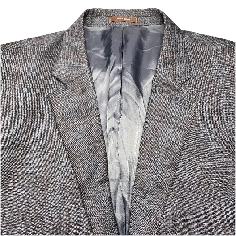 Peter Millar Blazer Sport Coat 48R 2B2V Wool Gray Brown Plaid
